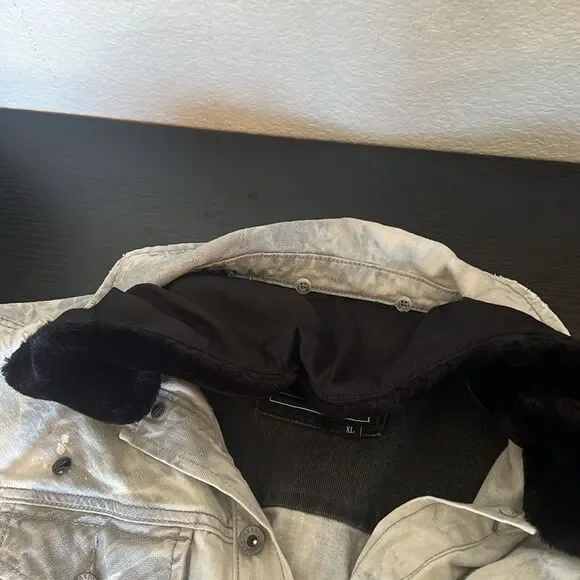 Akoo Light Gray Acid Washed and Paint Splatter Design Denim Jacket ~ Size XL - Picture 9 of 11